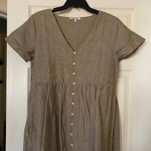 Madewell mini dress, linen blend, size medium, button down